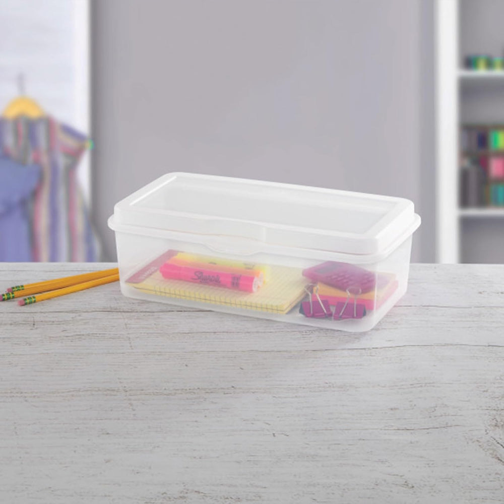 Sterilite Rectangular Large FlipTop, Clear Plastic Storage Box, 6-Pack