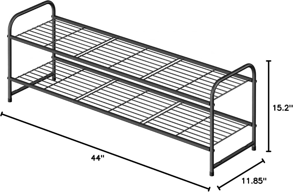 2 Tier Shoe Rack for Closet, 44 Inch Extra Wide Shoe Storage Organizer for Sh...