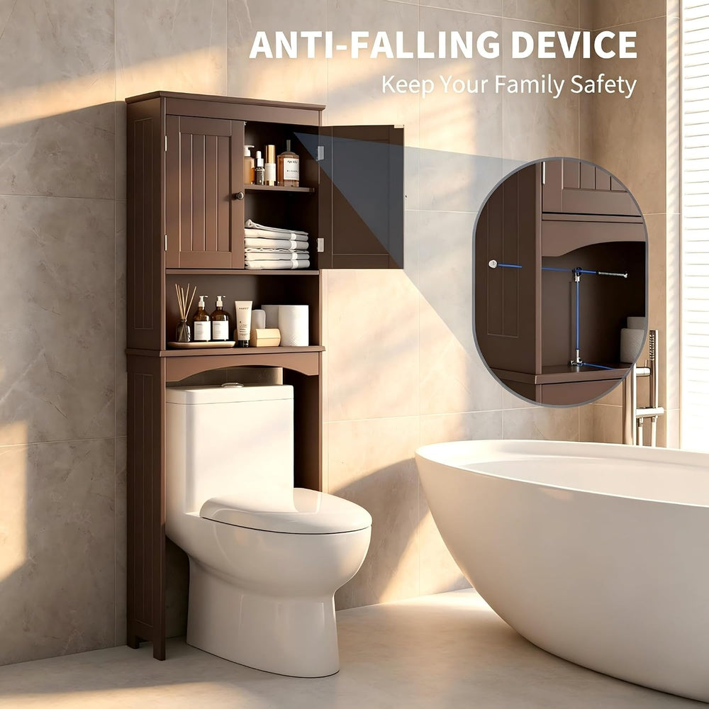 Bealife Over The Toilet Storage Cabinet with Open Shelf - Espresso