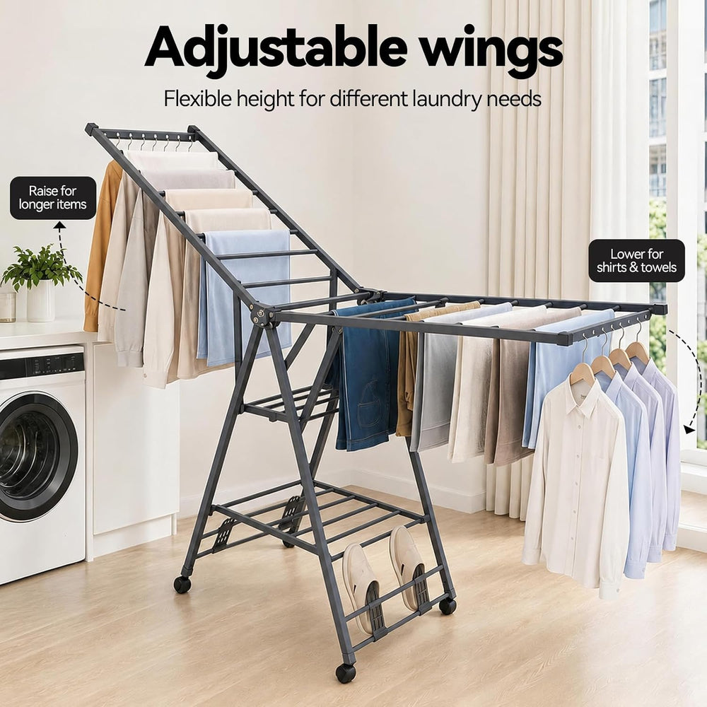 71" Foldable Clothes Drying Rack, 3 Tire Thick Frame Rack for 35 Pieces+