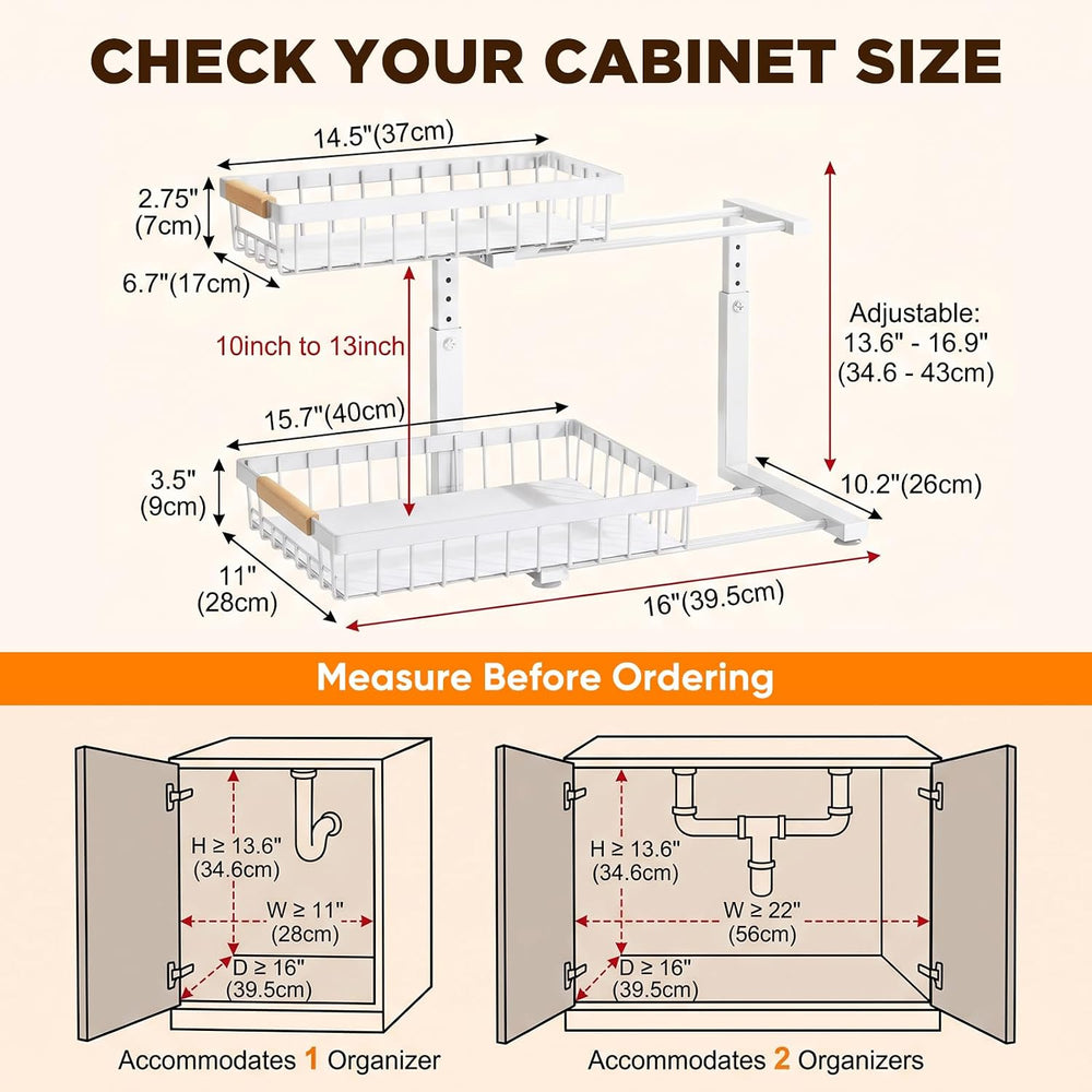 Sakerplus 2 Tier Under Sink Organizer, 2 Pack