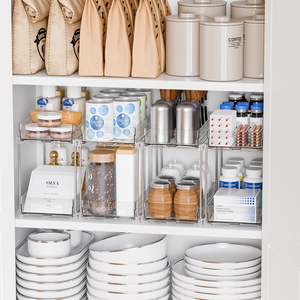 Yieach 4 Pack 2 Tier Vertical Spice Rack Pull Out,10.4'' Deep Narrow ...