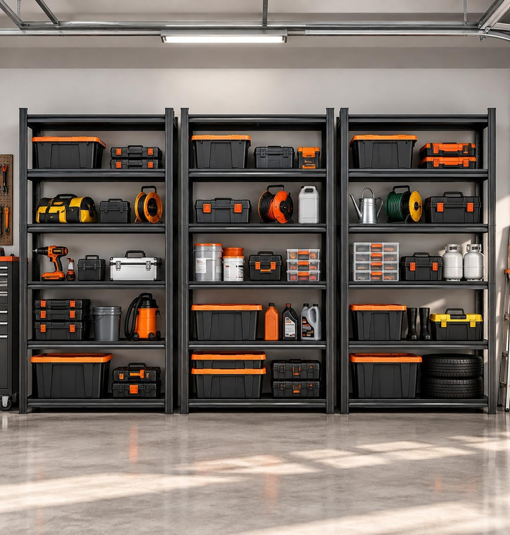 Garage Shelving Adjustable Metal Storage Shelves with Anti‑Tip Safety Kit