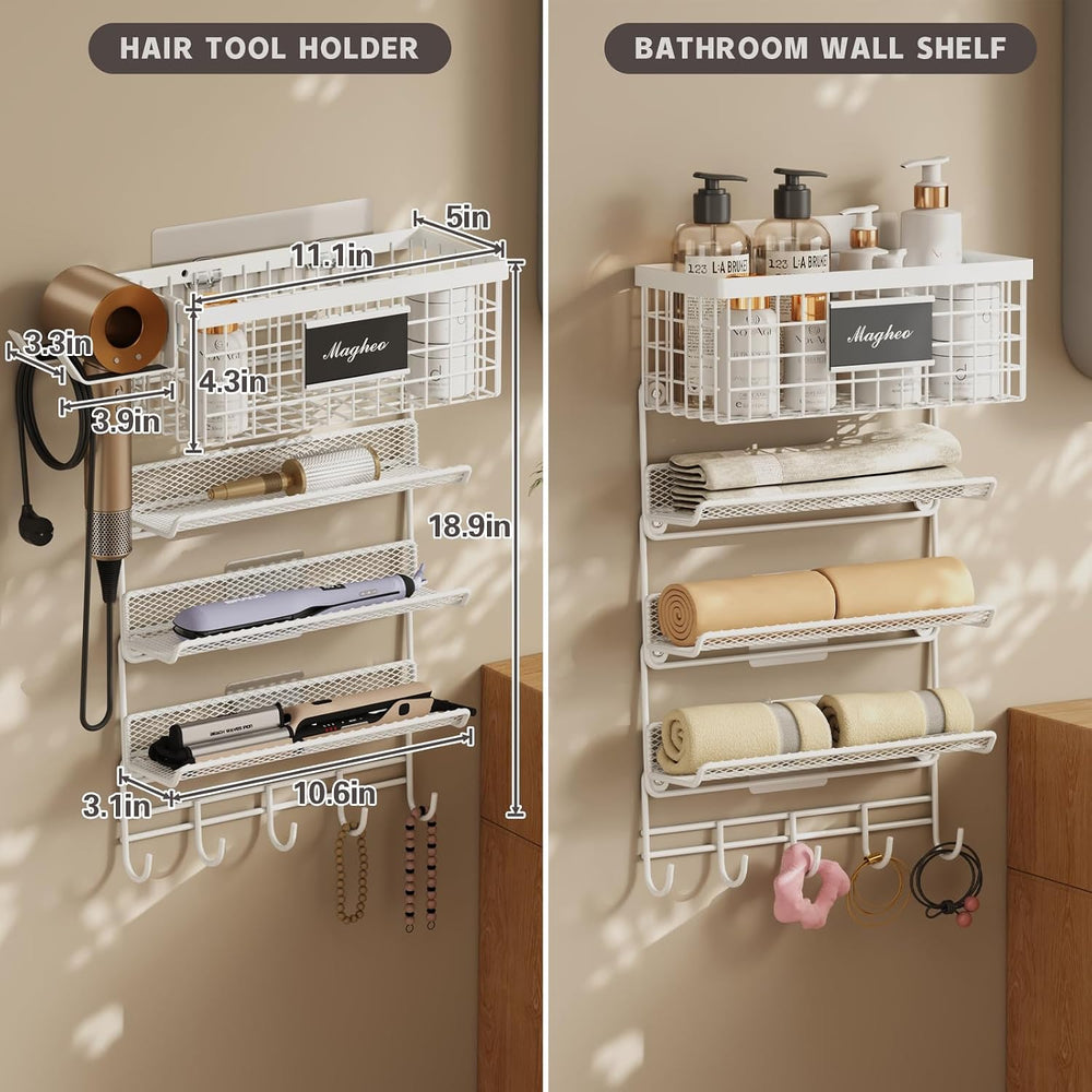 Magheo Hair Dryer Holder Wall Mounted, Adheisve Hair Tool Organizer for hair ...