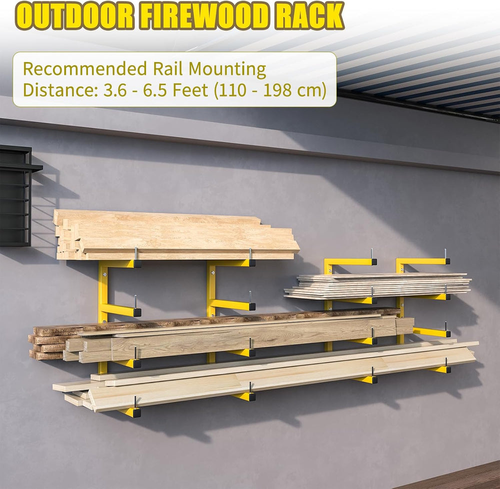 4-Pack Lumber Storage Rack, Wood Storage Racks Wall Mount, Heavy Duty Garage ...