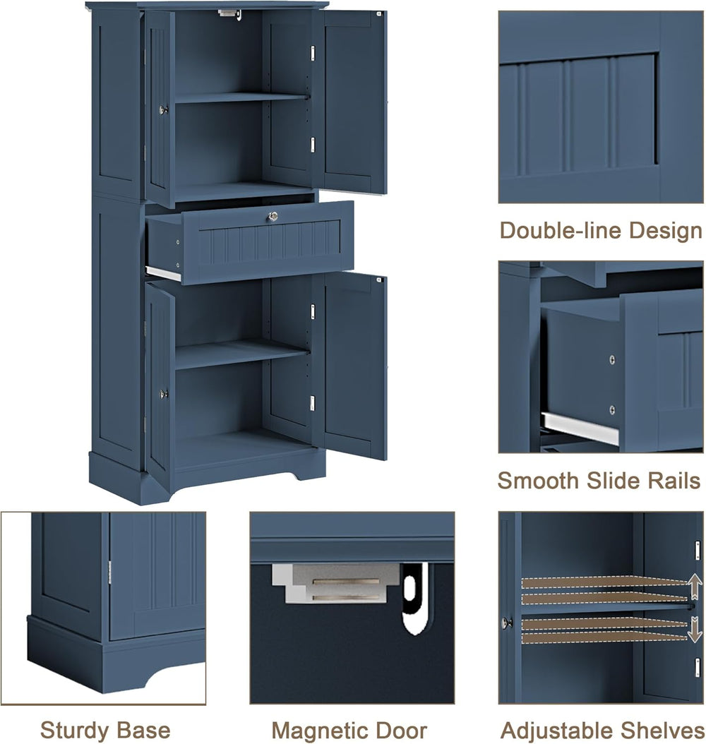 ChooChoo 51" H Bathroom Floor Cabinet with Drawer and Adjustable Shelves
