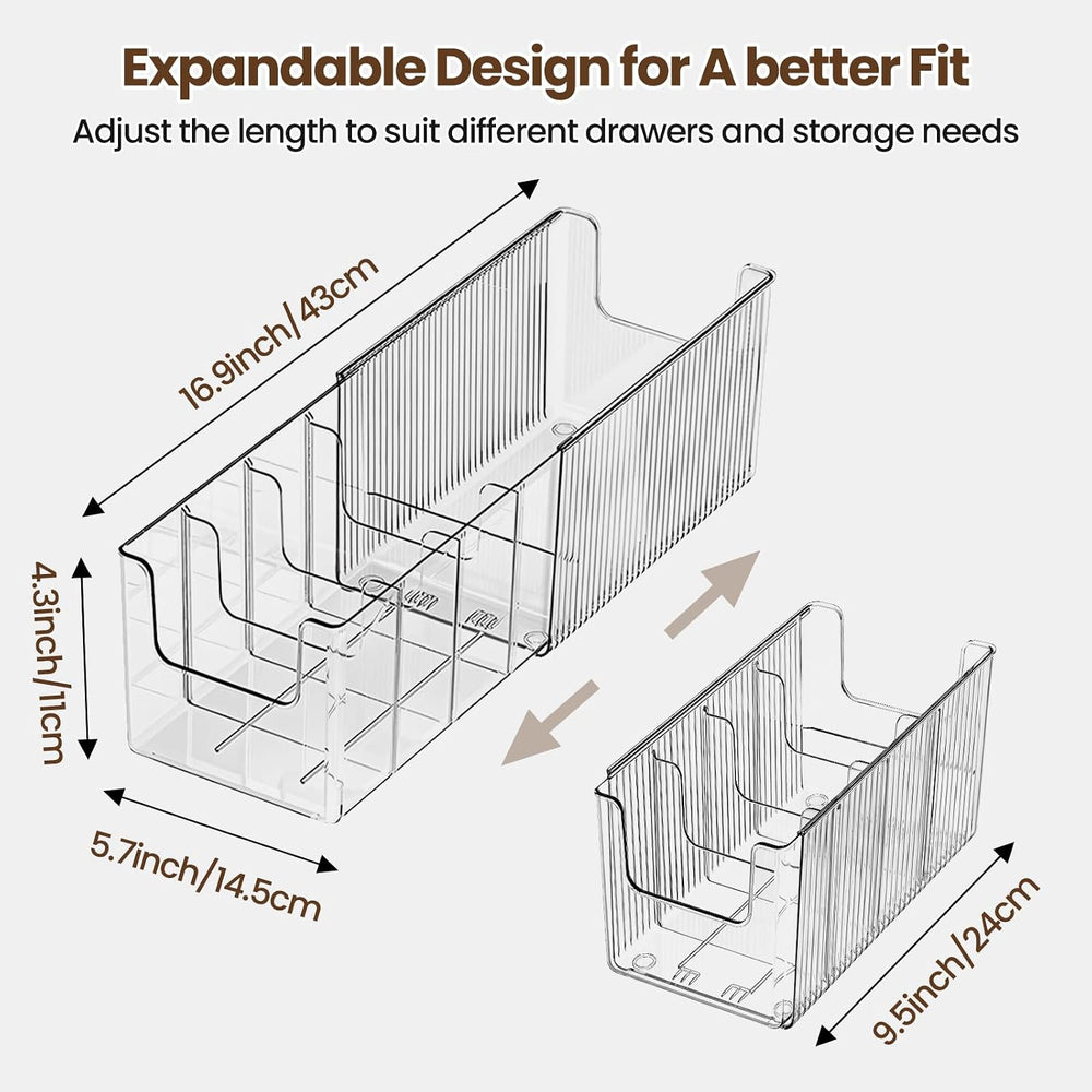 3 Pack Adjustable Drawer Organizers, Expandable Multi-Purpose Storage Bins