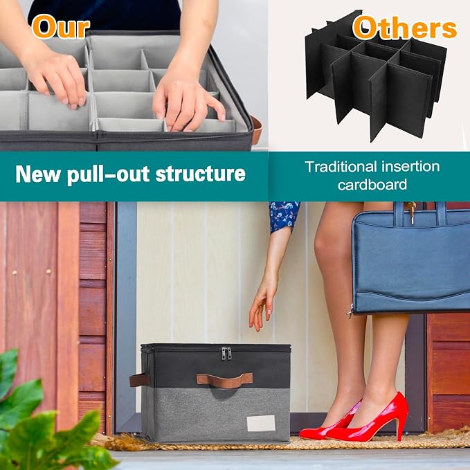 Shoe Organizer for Closet, Foldable Shoe Storage Bins (2 Pack)