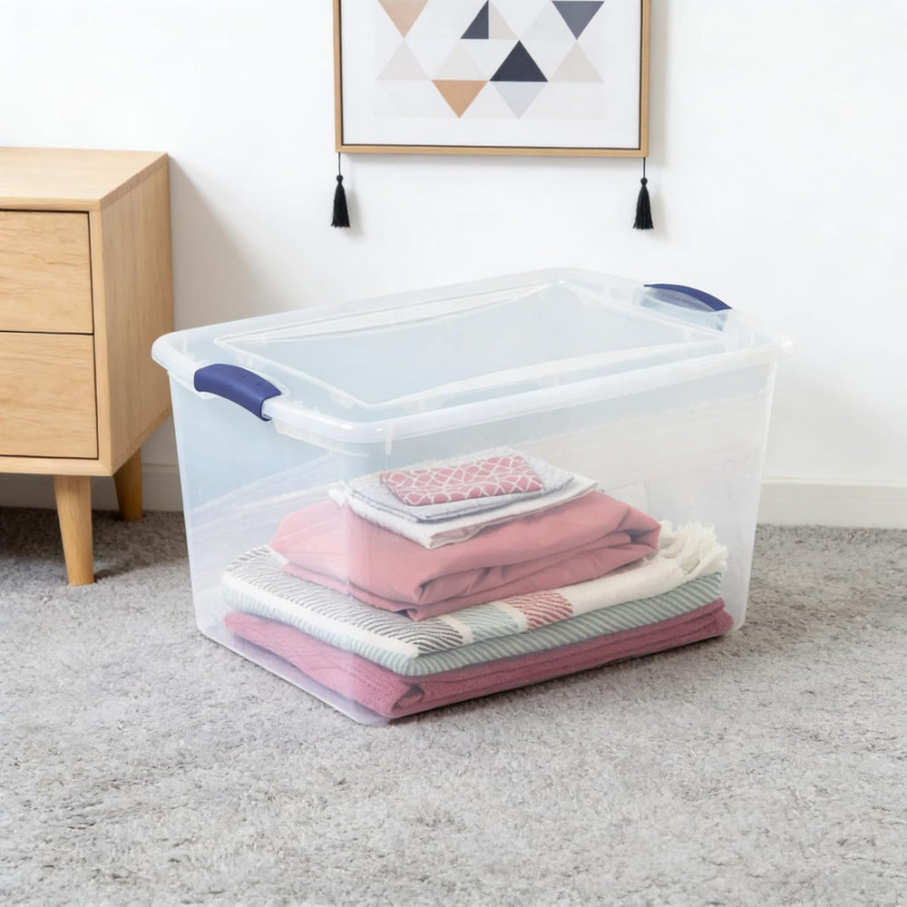 Large Storage Bin with Latch Lid (4 Pack) – 66 Quart Clear Plastic Storage Co...