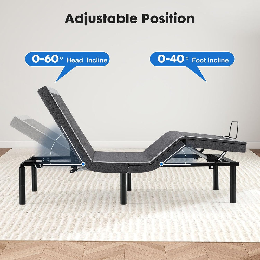 DUMOS Queen Size Adjustable Bed Frame, Electric Base, Head & Foot Incline