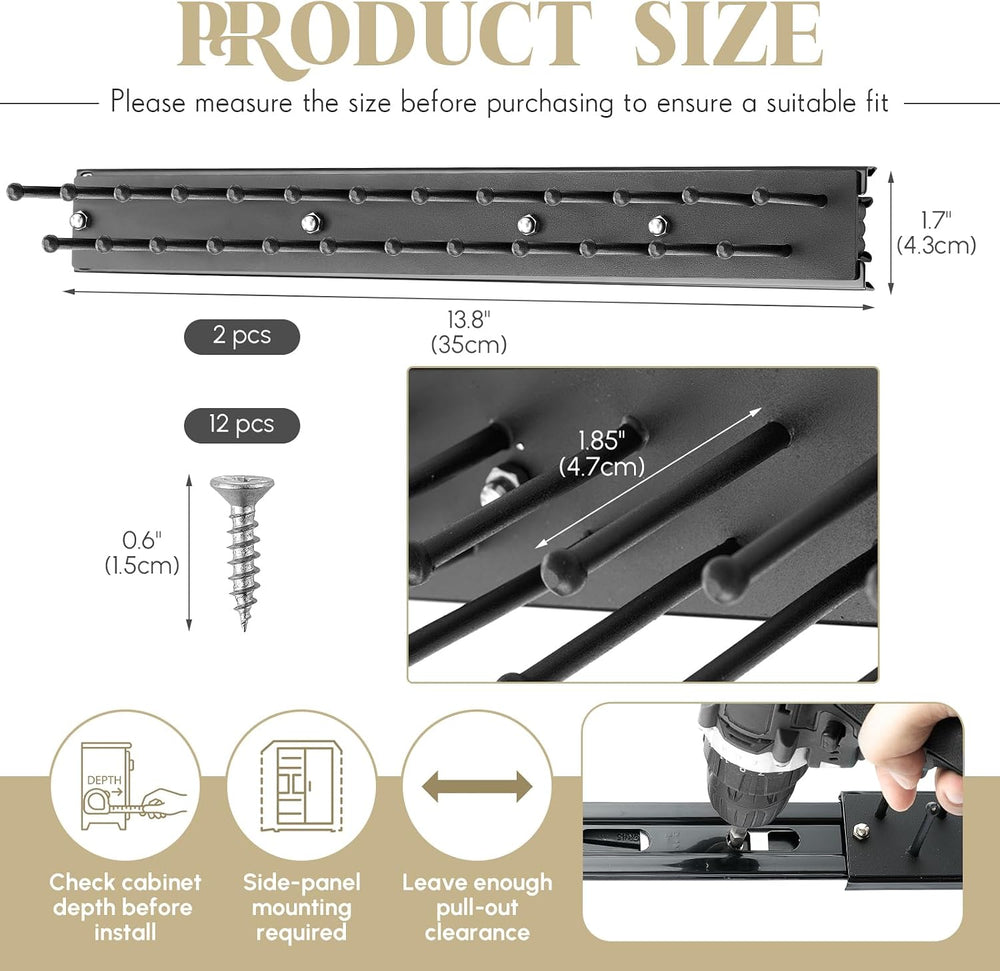 Blulu 2 Pcs 13.8'' Sliding Tie Rack Hangers for Closet, 25 Tie Each, ...