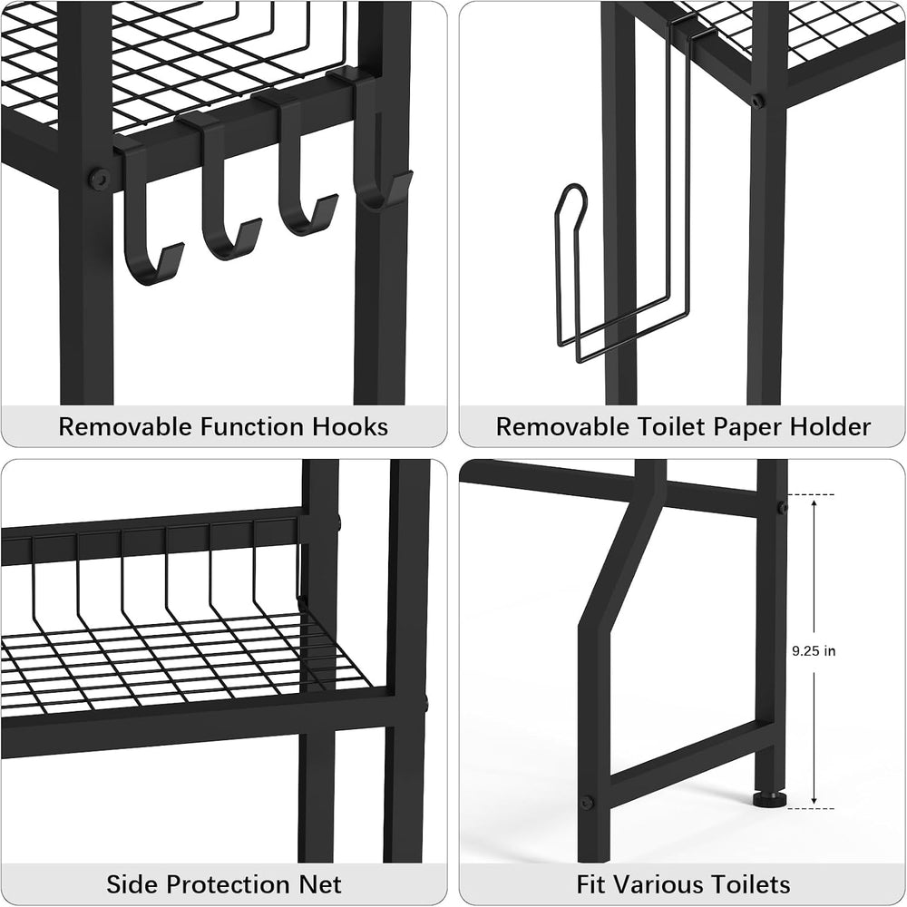 Over The Toilet Storage Rack 3 Tier Bathroom Organizer Black