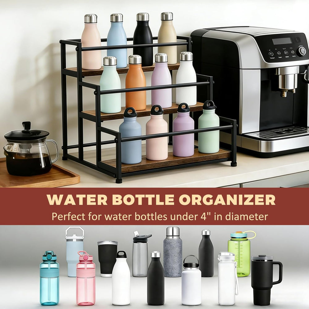 Coffee Syrup Rack Organizer, 3-Tier Metal Bottle Display Shelf, Holds 12 Bott...