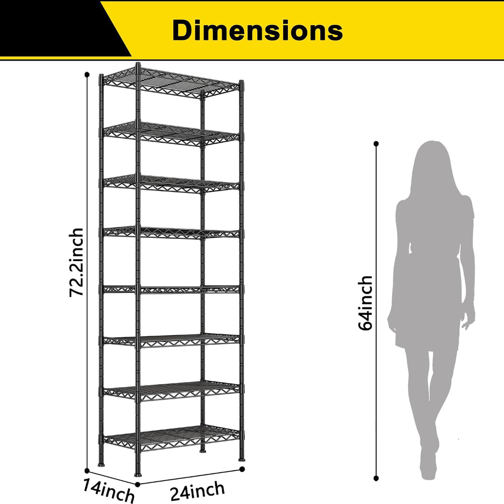 GIOTORENT 8-Wire Garage Shelving Storage Shelves, Kitchen Storage Adjustable ...