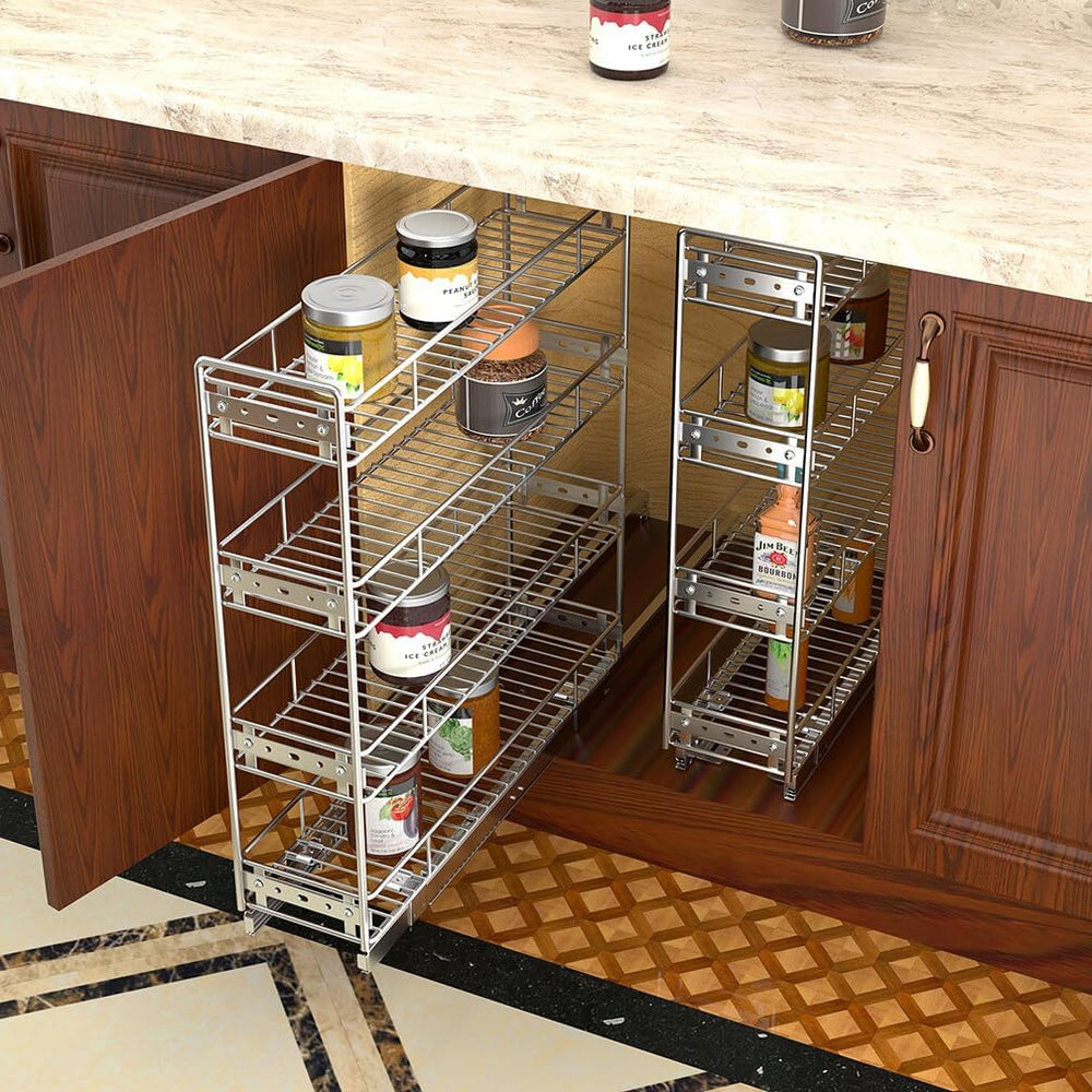 OCG 4-Tier Pull Out Kitchen Cabinet Spice Rack Holder Shelves (8" W x 21...