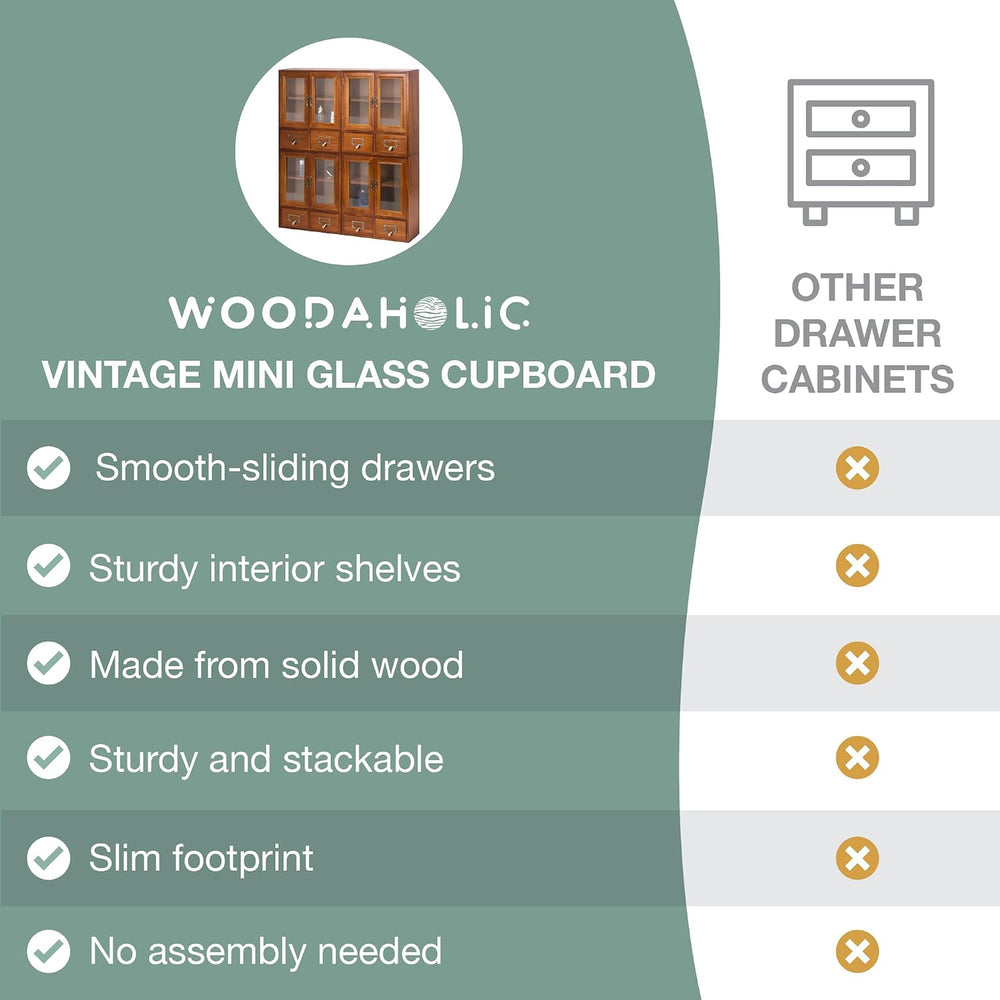 Stackable Modular Set of 4 Mini Cupboards - 8-Drawer Pantry Storage Cabinet -...