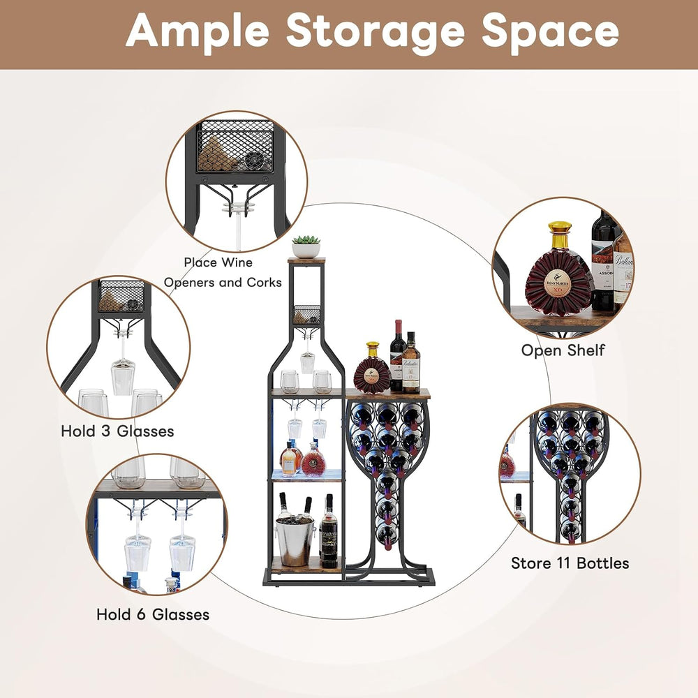 HavenlyYouth Liquor Cabinet for Home Bar, 5-Tier Wine Rack Freestanding Floor...