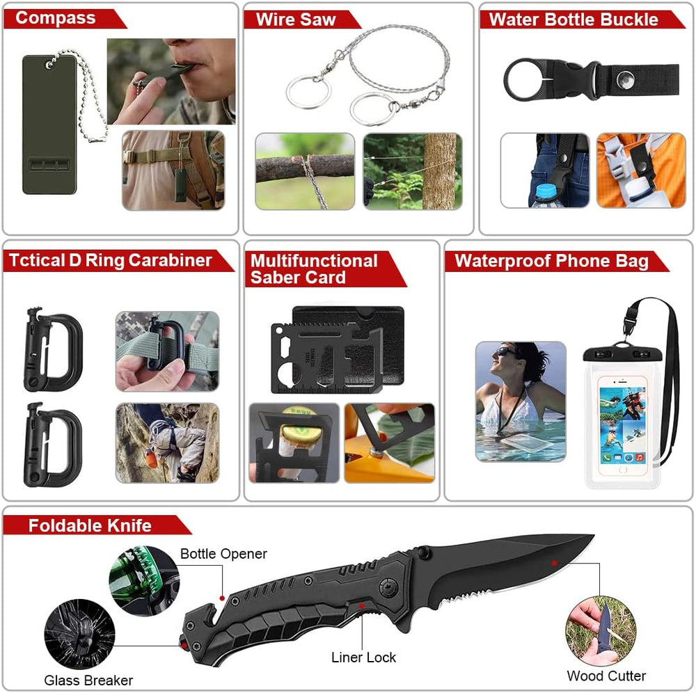 Survival Kit, 251 Pcs Survival Gear Emergency Supplies First Aid Kit