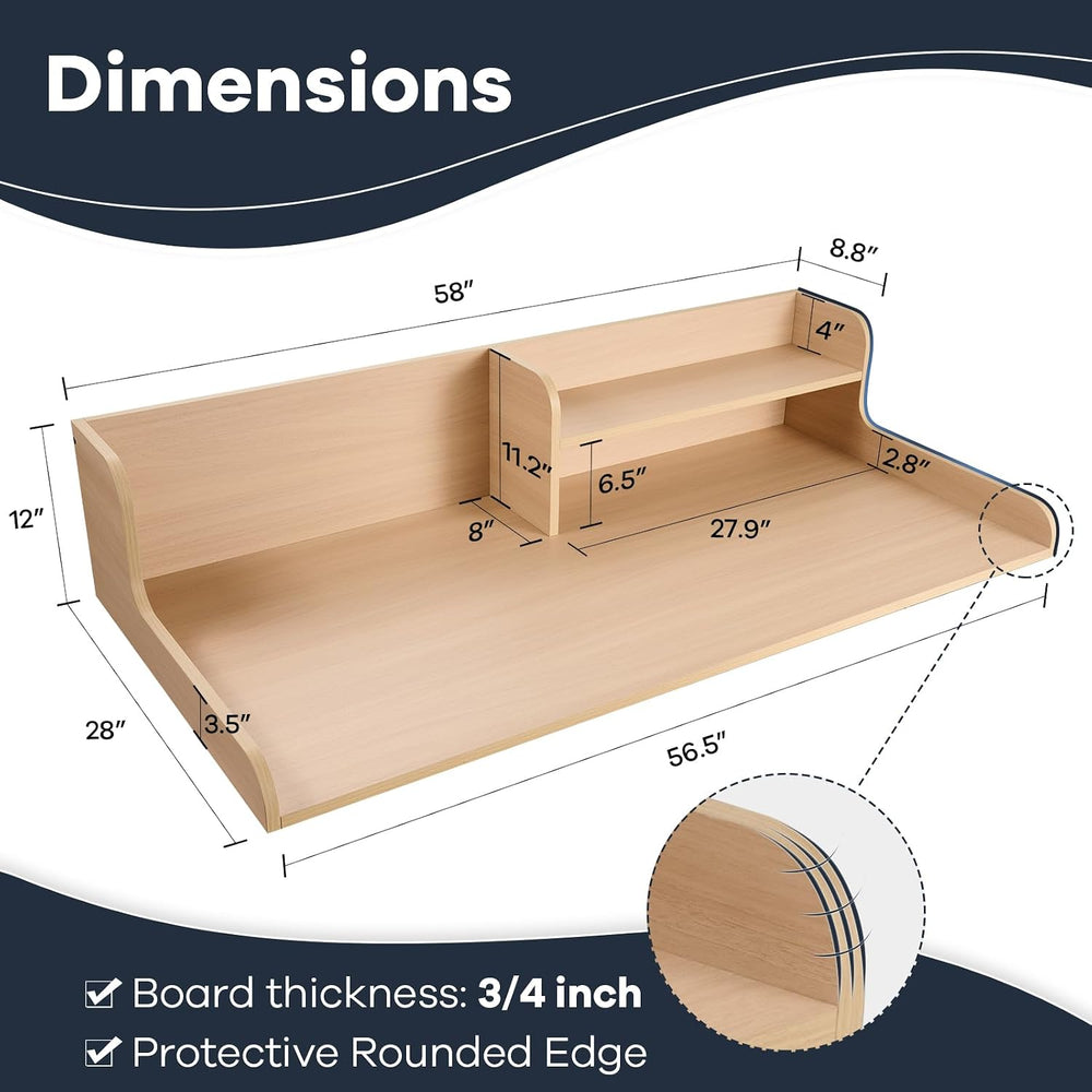 Washer Dryer Countertop 2 Tier 58 inches Wide, Laundry Shelf Topper with Edge...