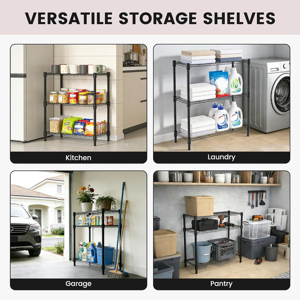Storage Shelves - 3 Tier Metal Shelving Unit, 14" D × 36" W × 36&qu...