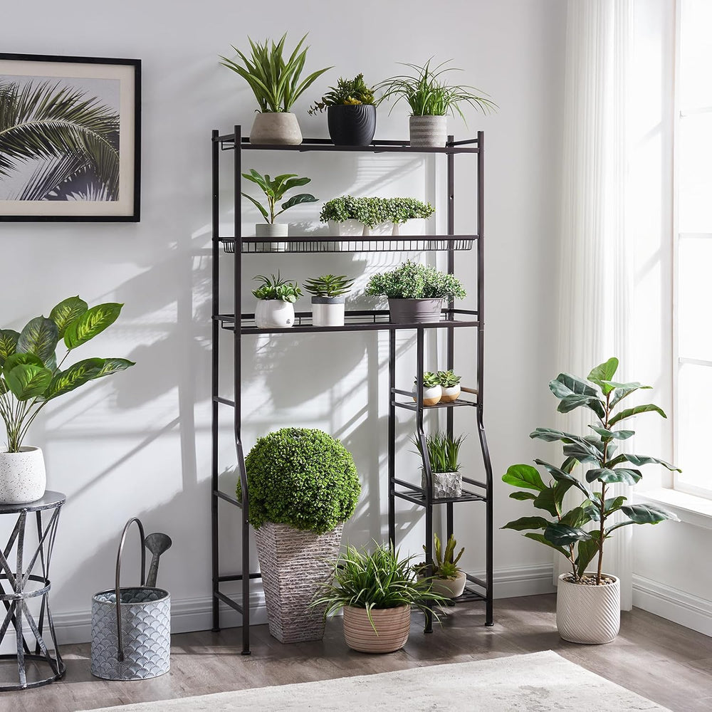 Lauren&Harold 6-Tier Over The Toilet Storage with Side Rack Black