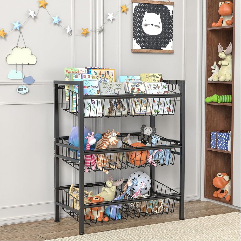 Hastatii Kitchen Storage Basket Shelf, Snack Basket Shelf, 3 Tier Fruit Veget...