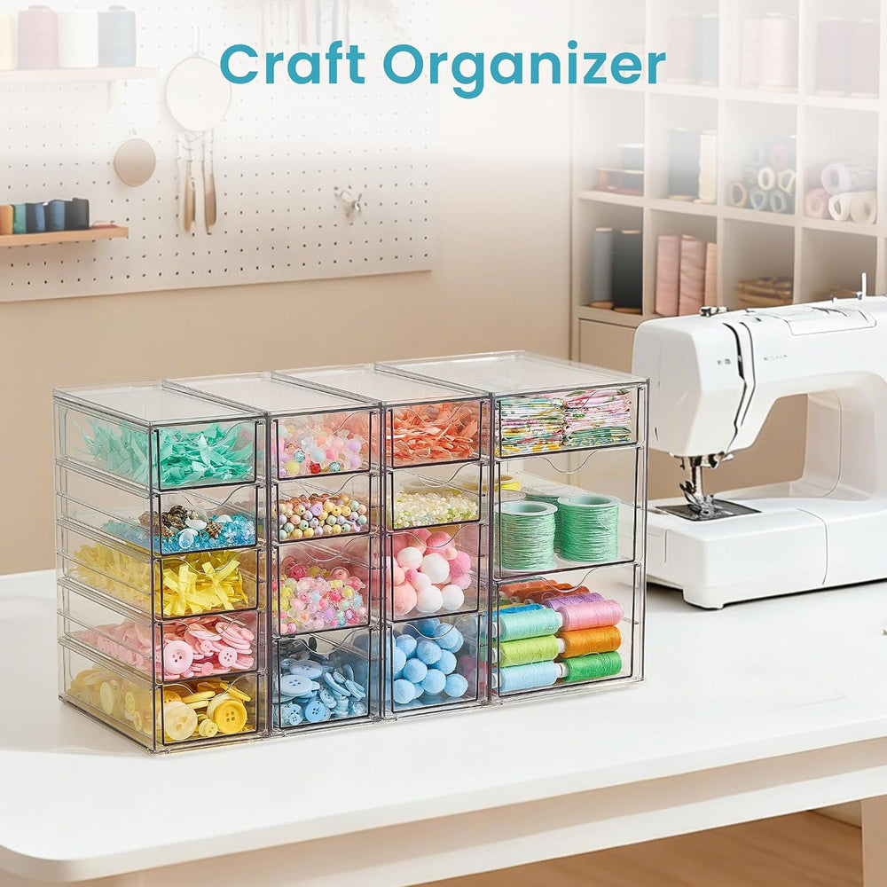 Vtopmart 4 Set Acrylic Desk Organizer with 16 Drawers for Office, Makeup