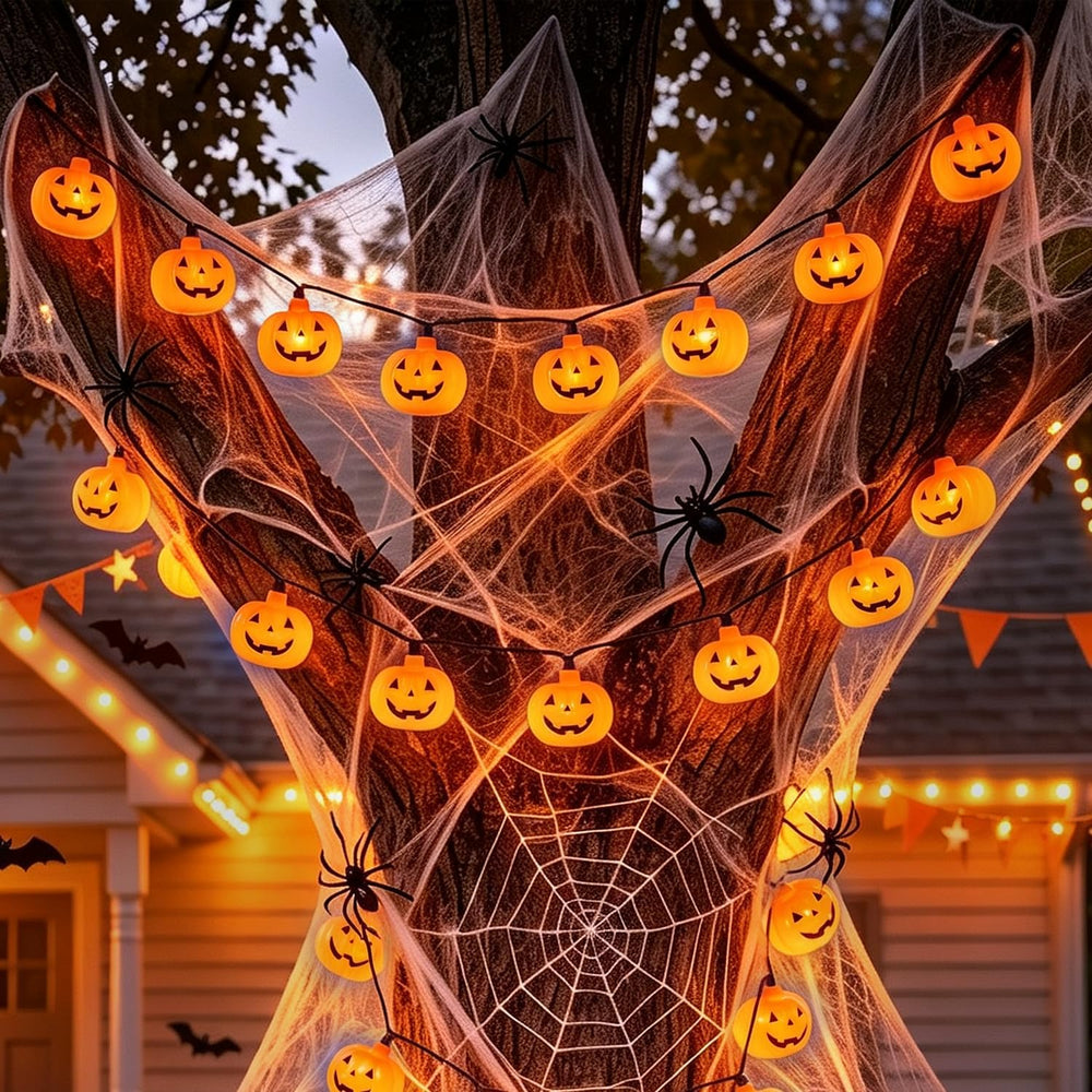 12Ft Halloween String Lights Plug in with 20 LED Pumpkin Lantern Lights, Nove...