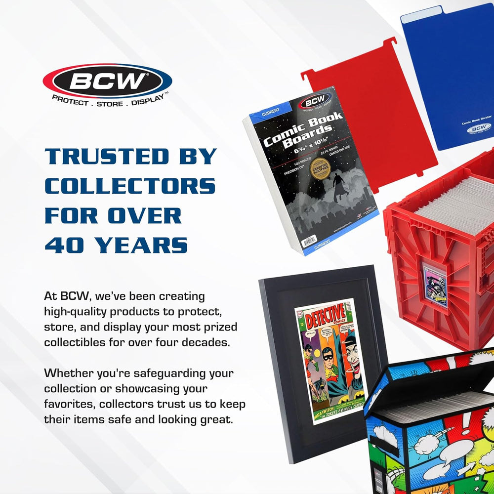 BCW Short Comic Book Bin, Holds 150 Comics Each, Black, 10 Pack