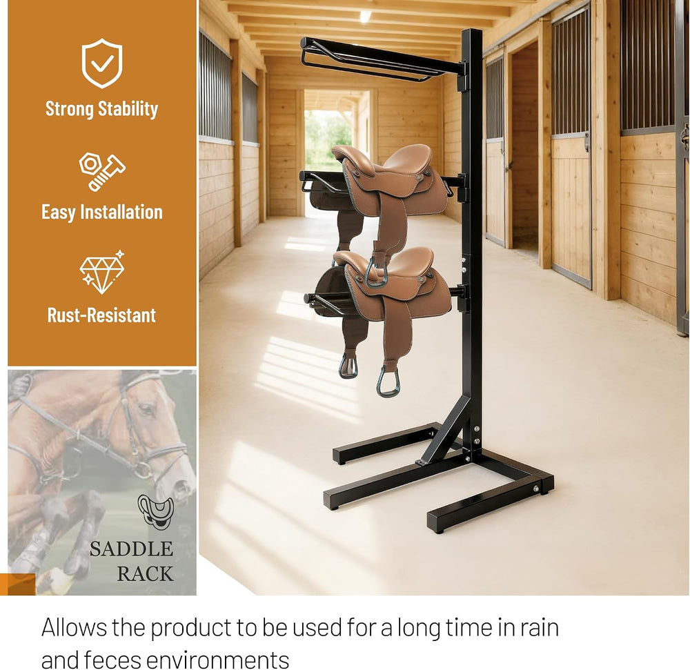 3 Tier Saddle Rack Heavy-Duty Saddle Stand for English and Western