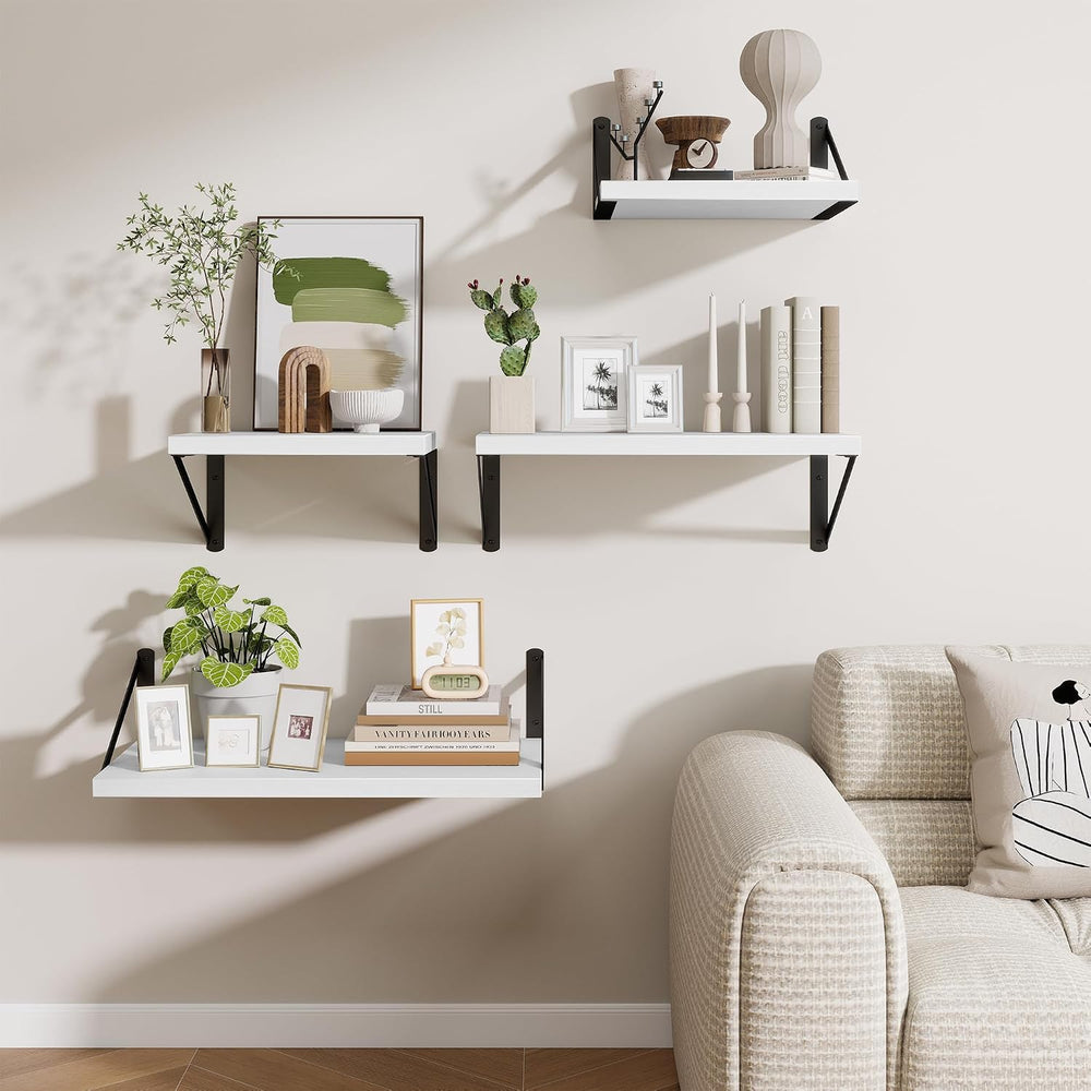 Deep Wall Shelves 24"W x 12"D Engineered Wood Floating Shelves for ...