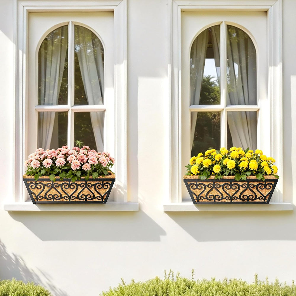 4 Pack 16 Inch Deck Railing Planter Box - Window Boxes Planters with Adjustab...