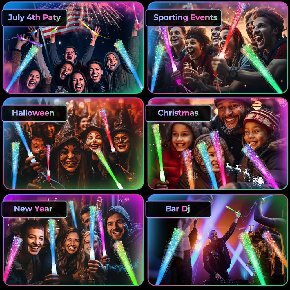 28 PCS Glow Fiber Wands Sticks, LED Light Wands, Halloween Glow in The Dark P...
