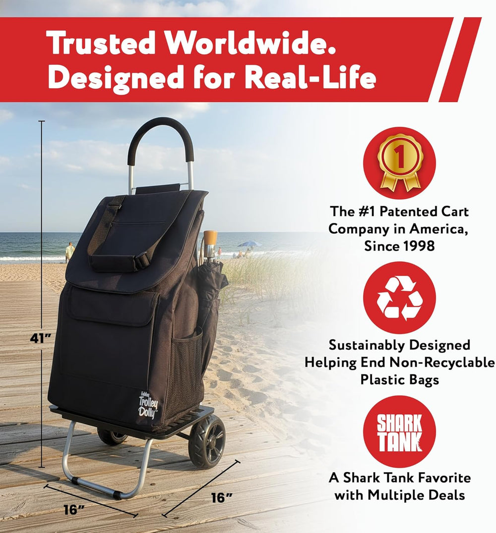 dbest products Bigger Trolley Dolly, Black Shopping Grocery Foldable Cart