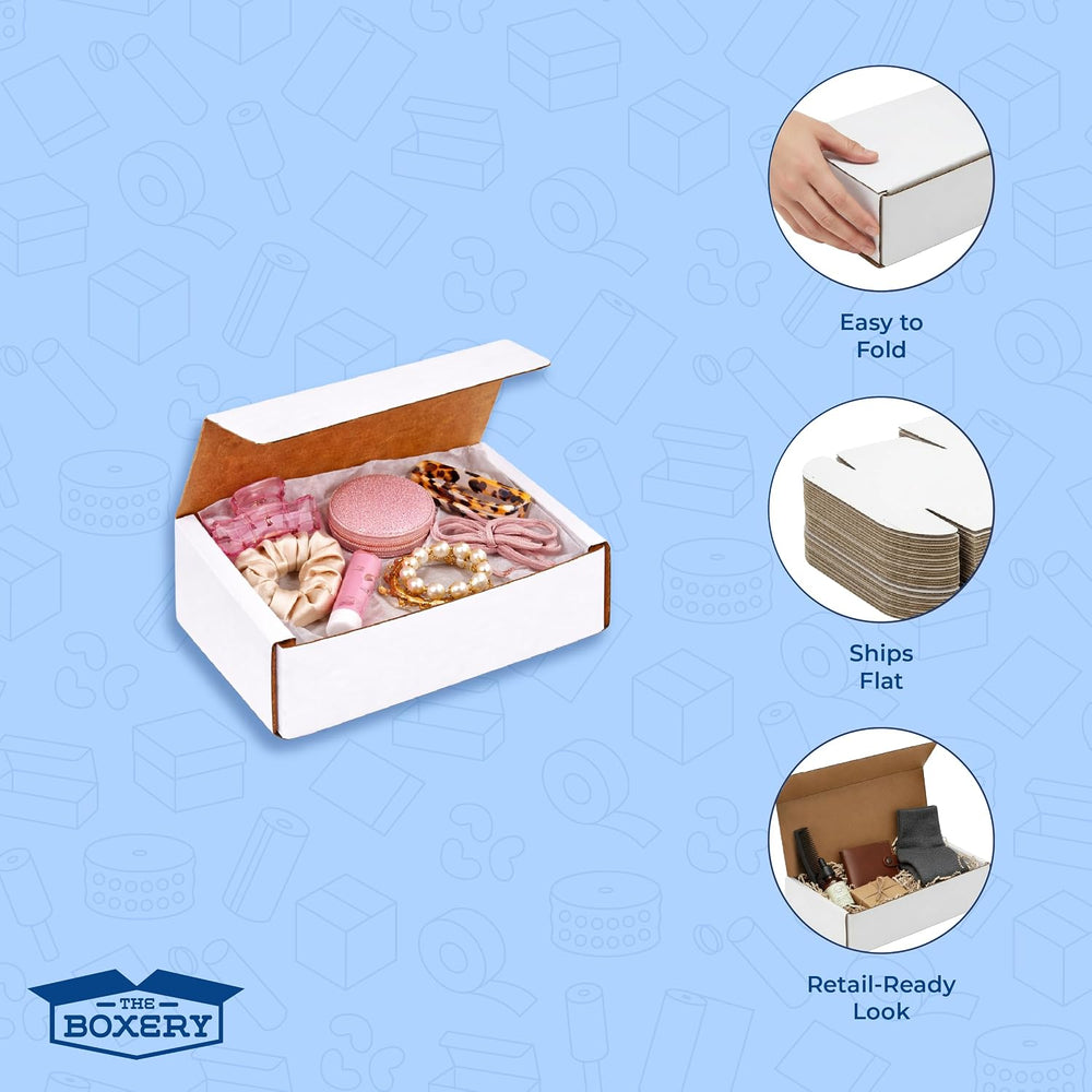 The Boxery Corrugated Mailers White Tuck Shipping Boxes (3x2x2)