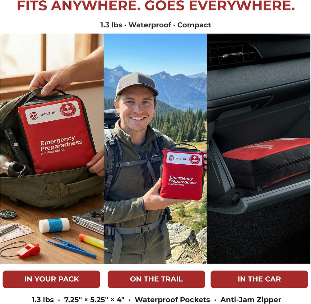 Safeton 180-Piece First Aid Kit, Portable Emergency Preparedness Medical Supp...