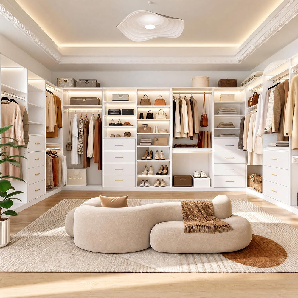 22.5" Double Hanging Closet Module, White MDF Closet Organizer System wi...