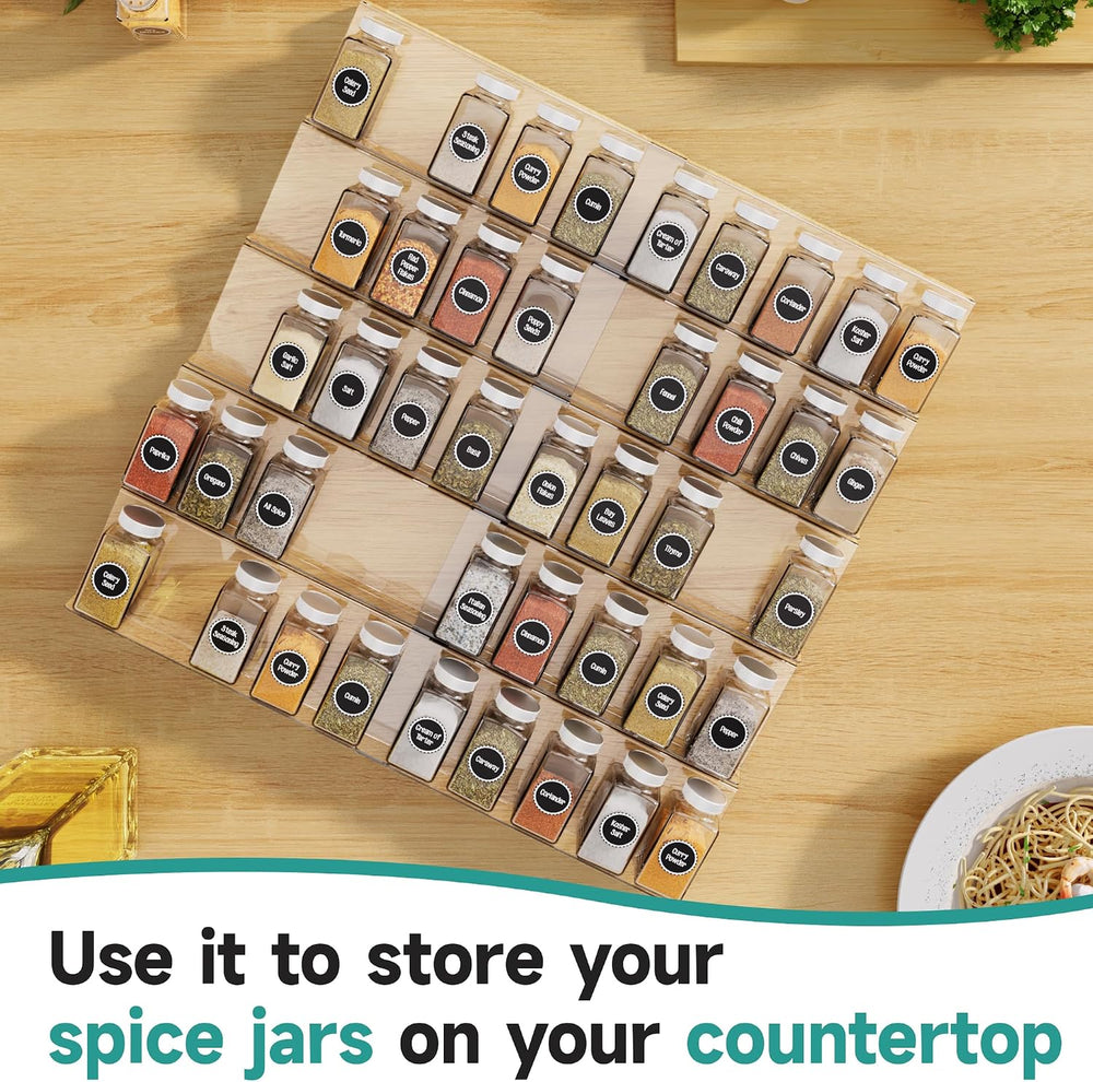 MIUKAA Clear Spice Drawer Organizer, 5 Tier - 2 Set Acrylic Seasoning Rack