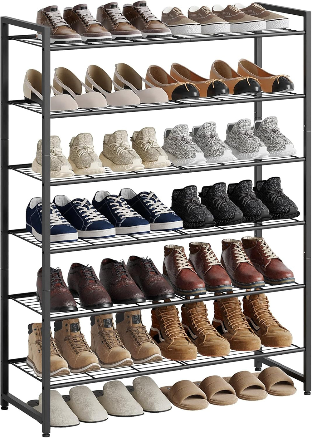Nunsino Shoe Rack, Metal Shoe Organizer, 6 Tier Garage Shoe Rack Max Holds 30...