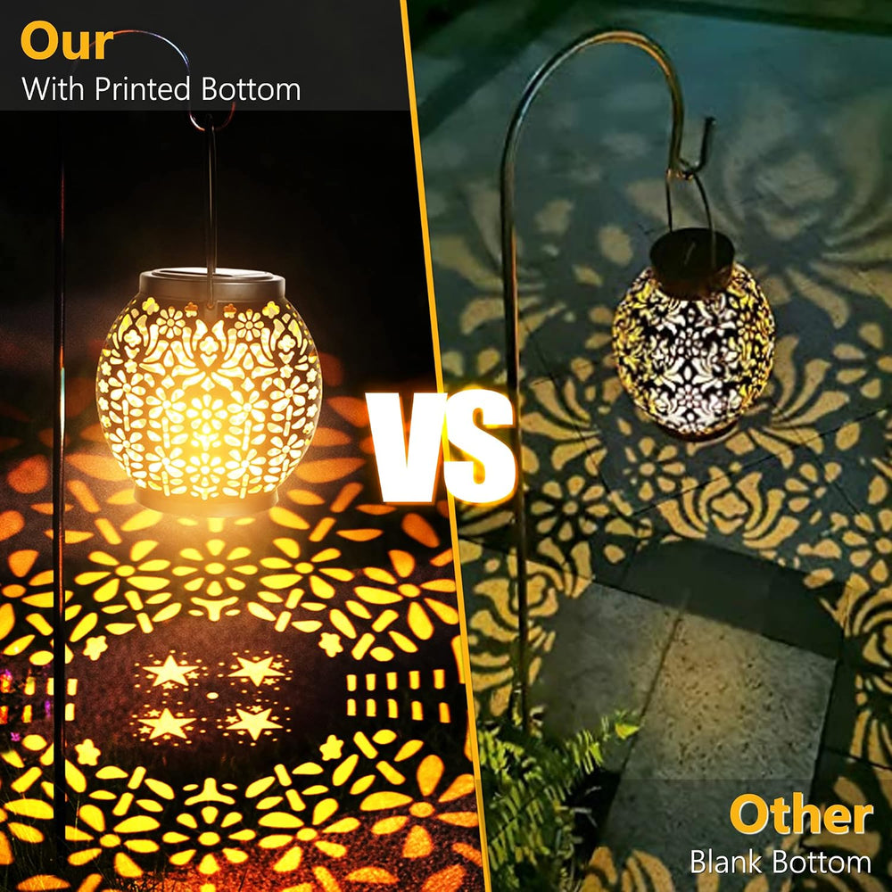 Brizled Solar Lantern Lights, 2 Pack Outdoor LED Hanging Lantern Lights with ...