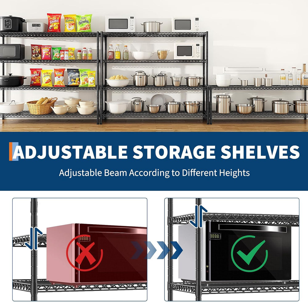 4-Tier Heavy Duty Wire Garage Shelving with Wheels, 2200 LBS Capacity, 24&quo...