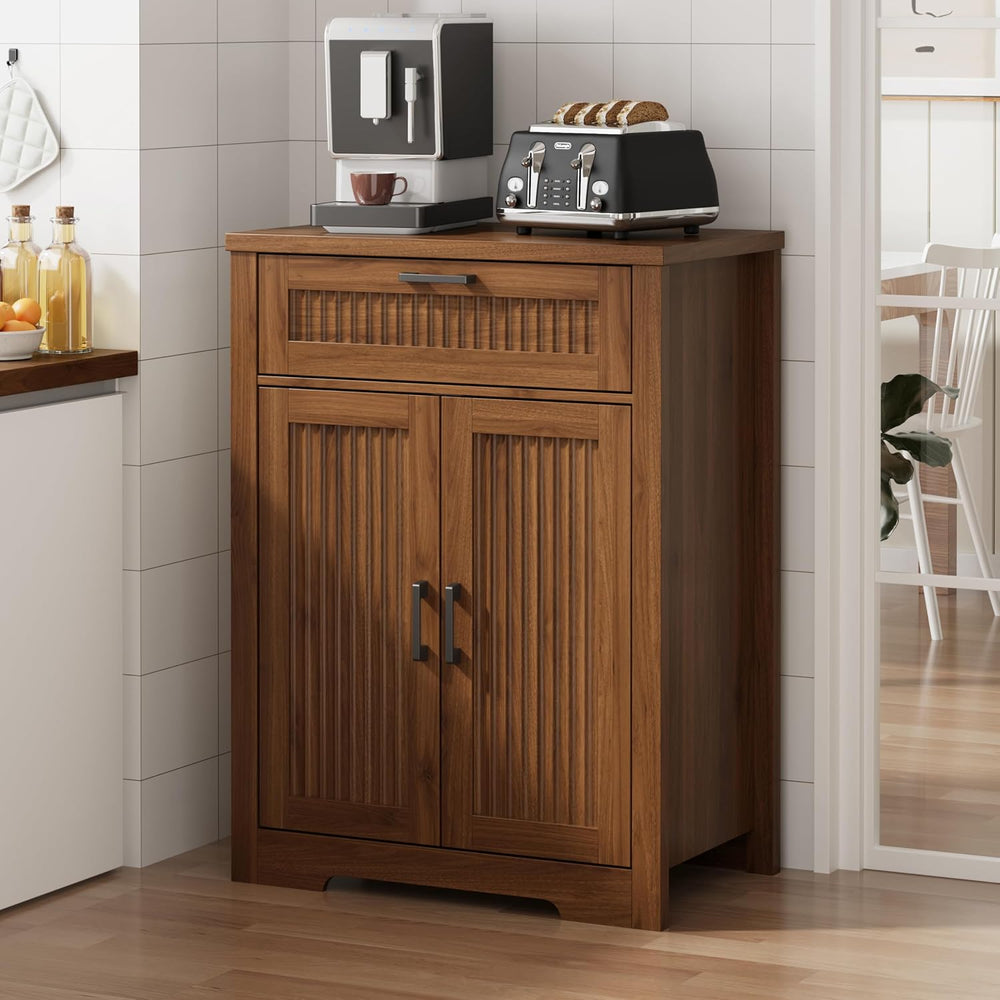 Buffet Cabinet with Storage Drawer, Farmhouse Coffee Bar Table with Storage D...