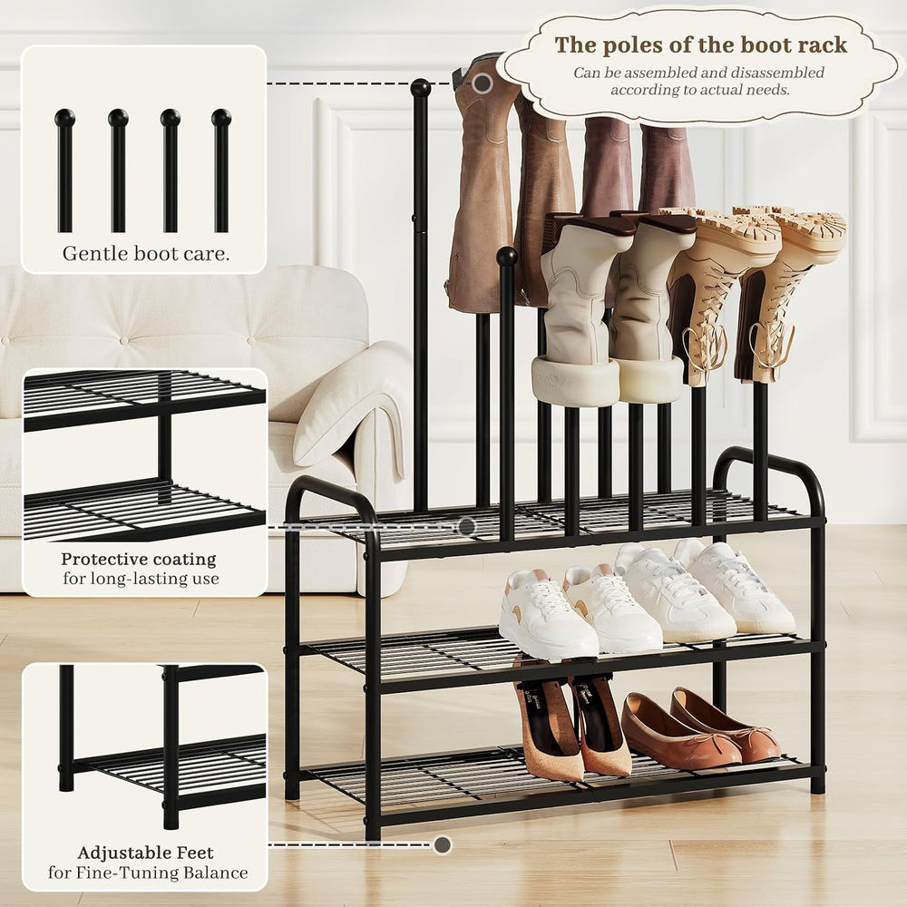 Kitsanery Shoe Rack - 3-Tier Metal Boot Rack Organizer for Entryway, Closet &...