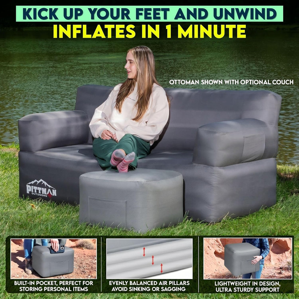 Pittman Inflatable Ottoman Foot Rest for Camping - Outdoor Pouf Ottoman is Wa...