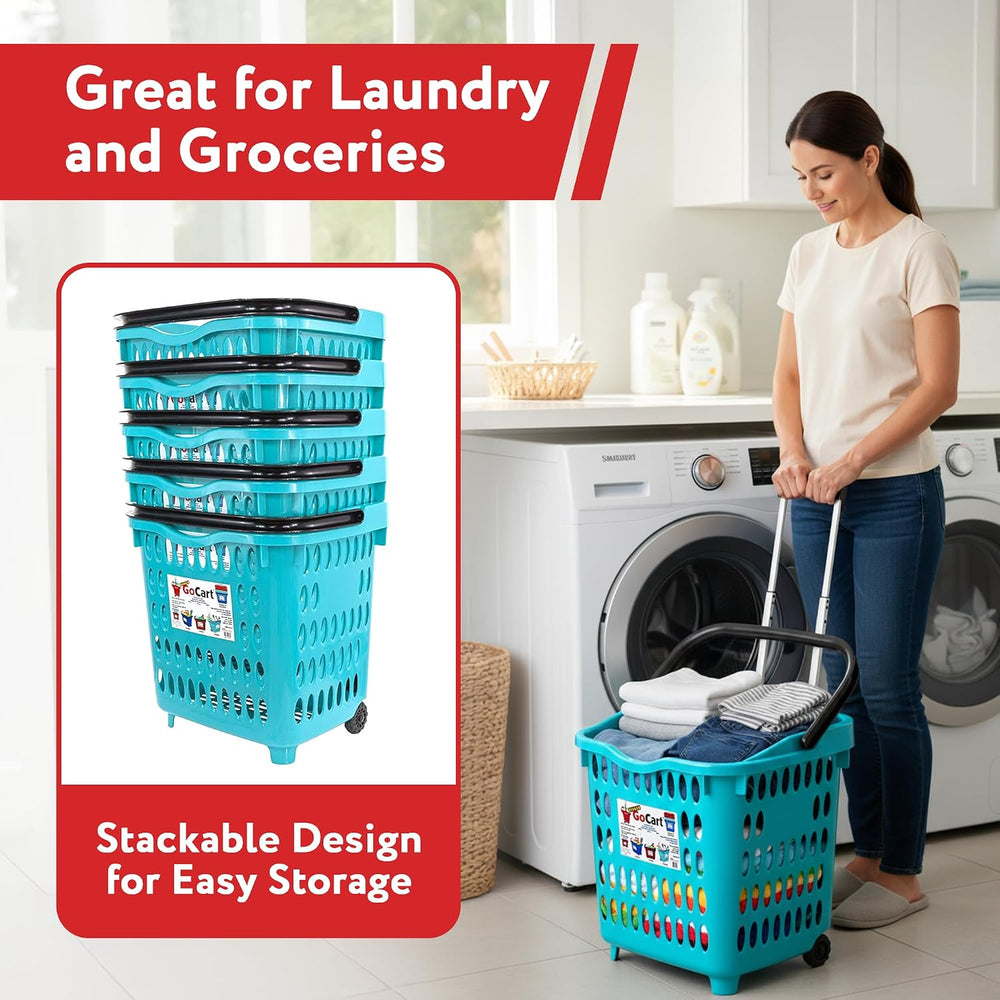 dbest products Bigger GoCart Grocery Cart Rolling Shopping Laundry Basket on ...