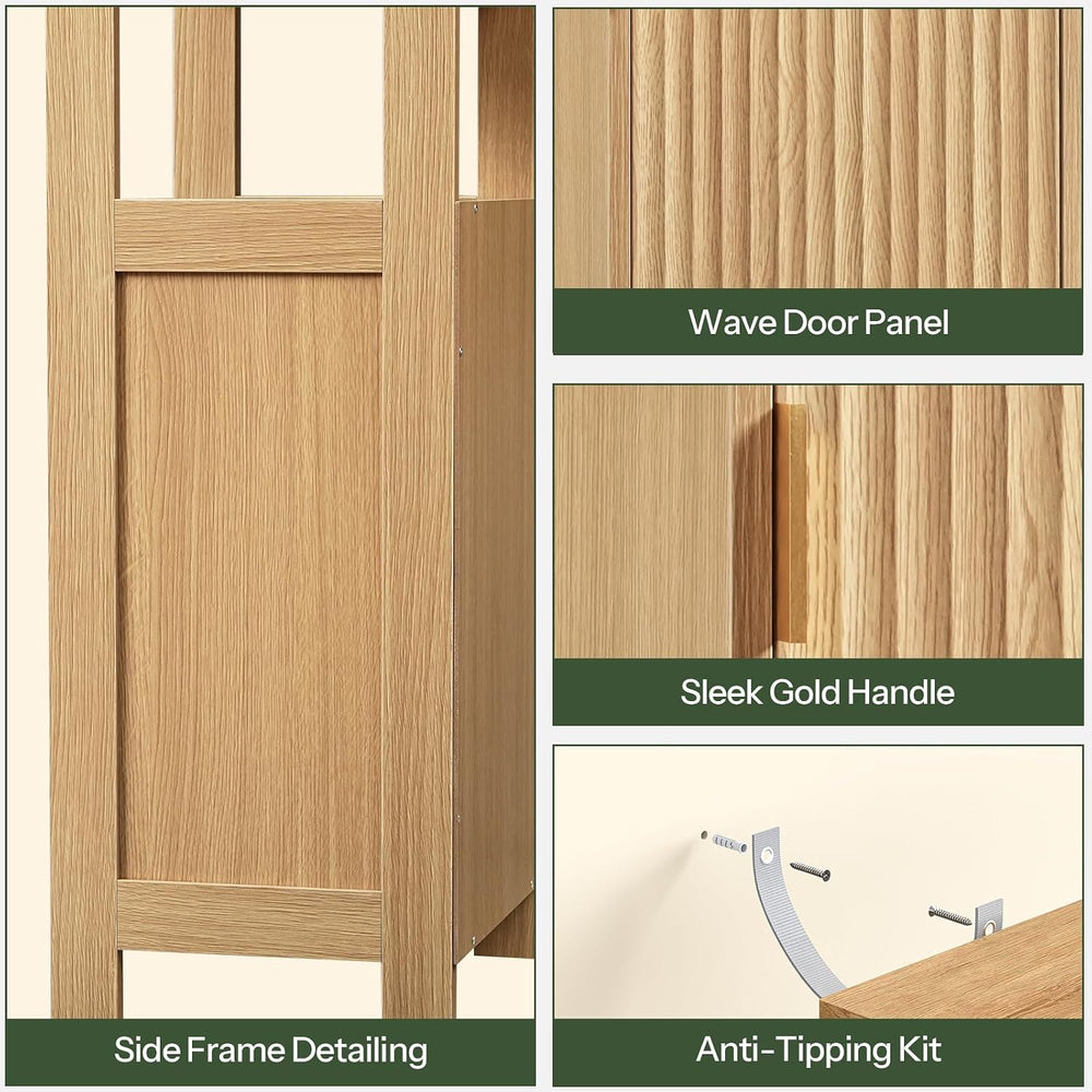 Bathroom Cabinet, Freestanding Bathroom Storage Cabinet with Door and Shelves...