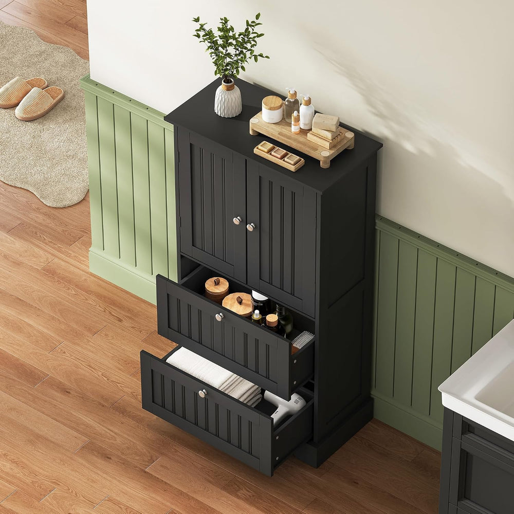 Bathroom Floor Cabinet with 2 Drawers and Adjustable Shelf