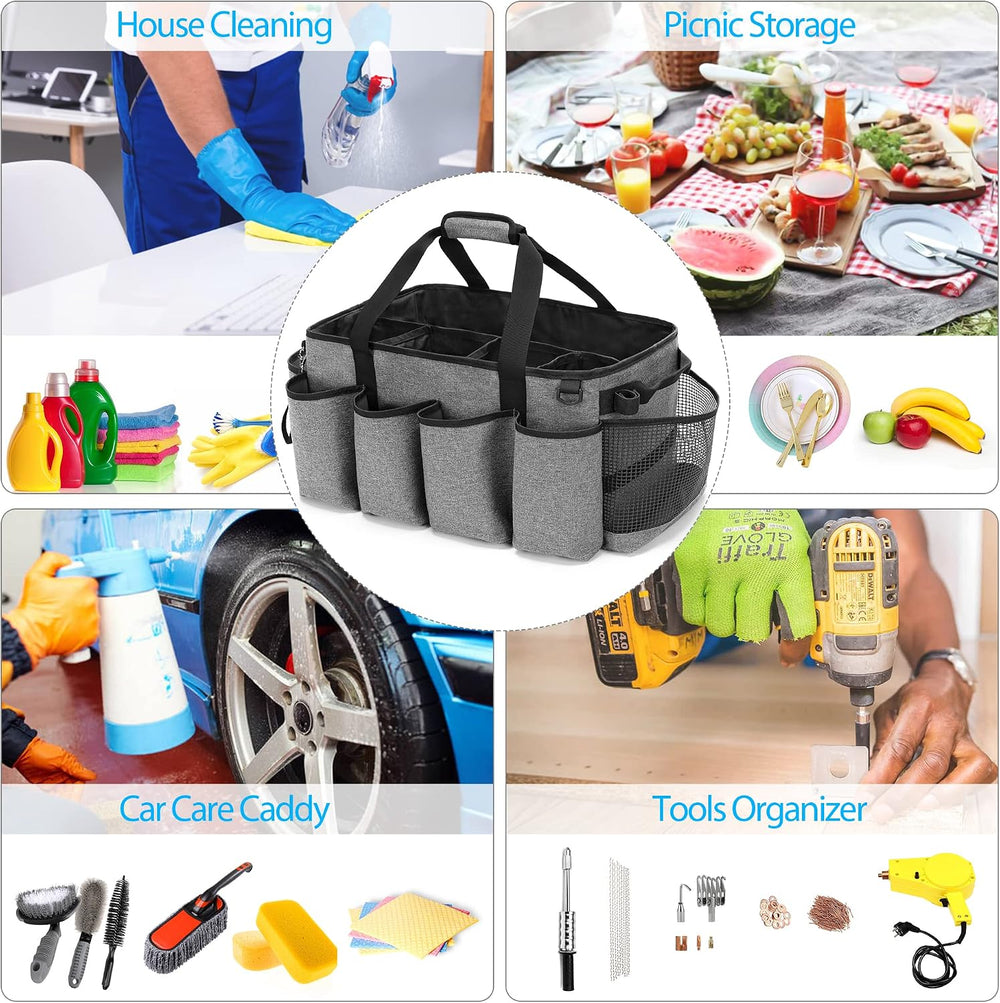 Extra-Large Cleaning Caddy with Handles & Multi Pockets