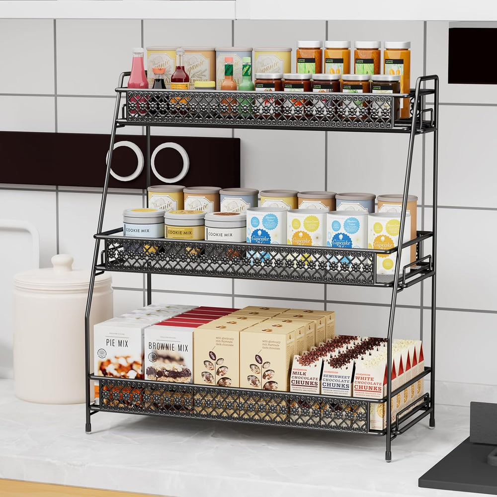 Vintage 3 Tier Spice Rack Organizer for Kitchen Counter