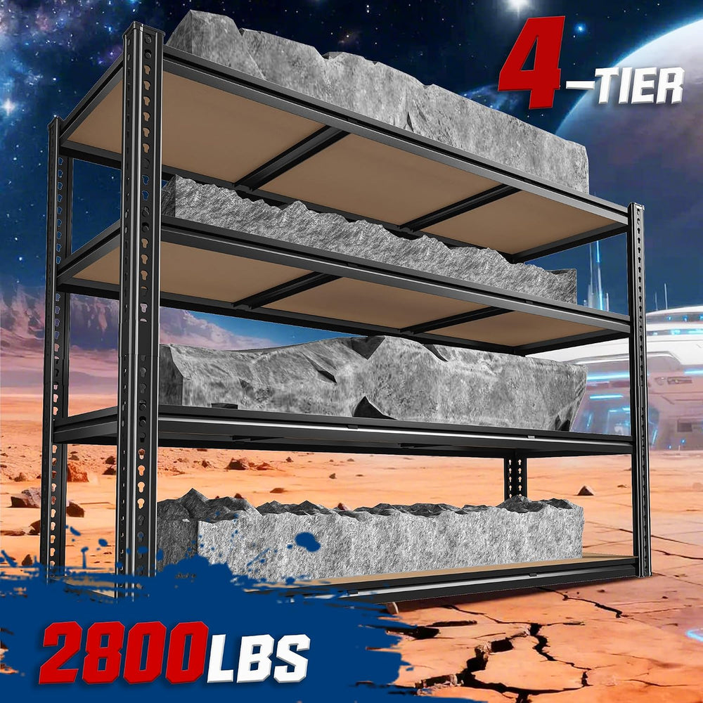 ROOMFAVE 60" W Garage Metal Shelving 2800LBS Storage Shelves, 4 Tier